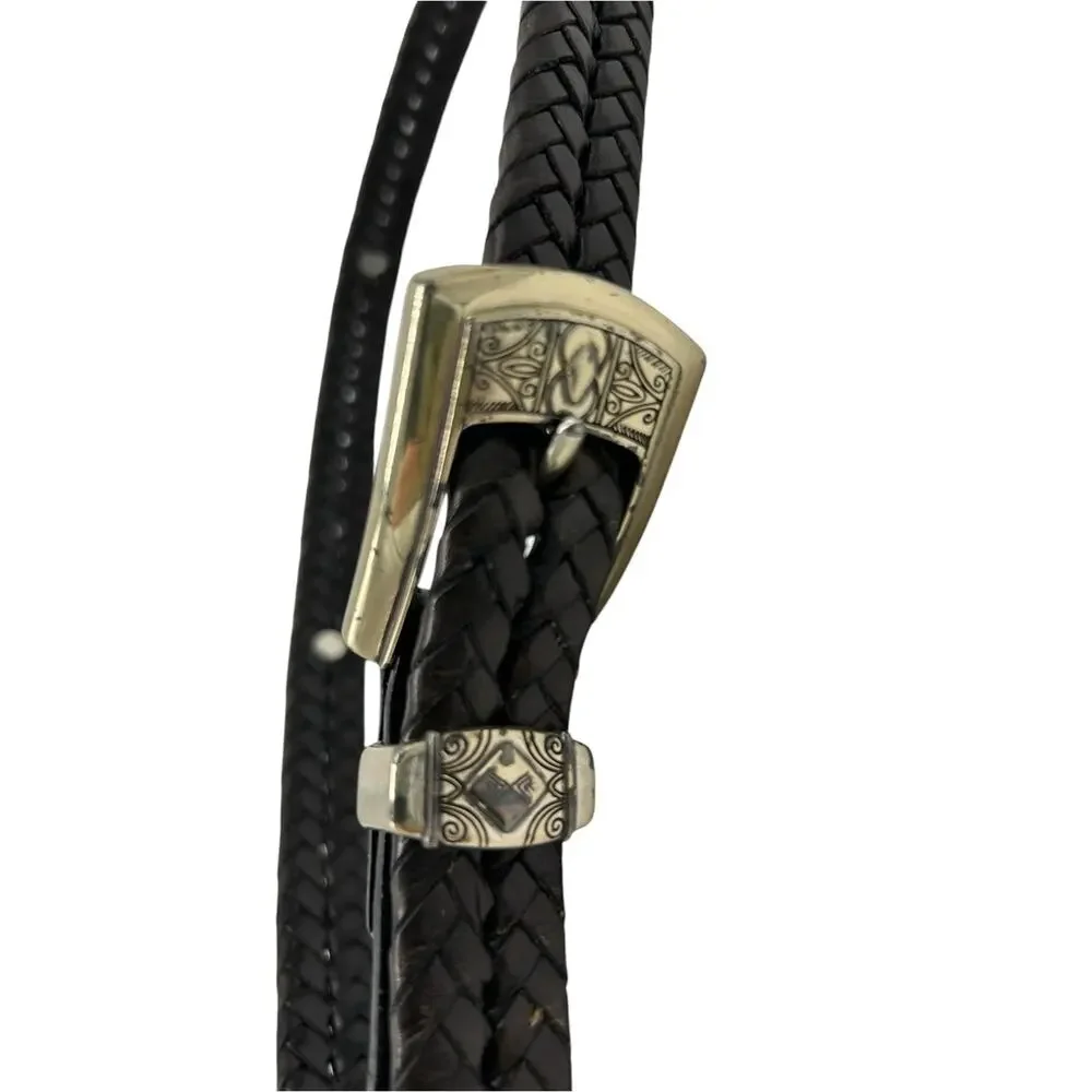 Brighton Belt Dark Brown Leather Silver Conchos & Buckle Size ML 32 Western